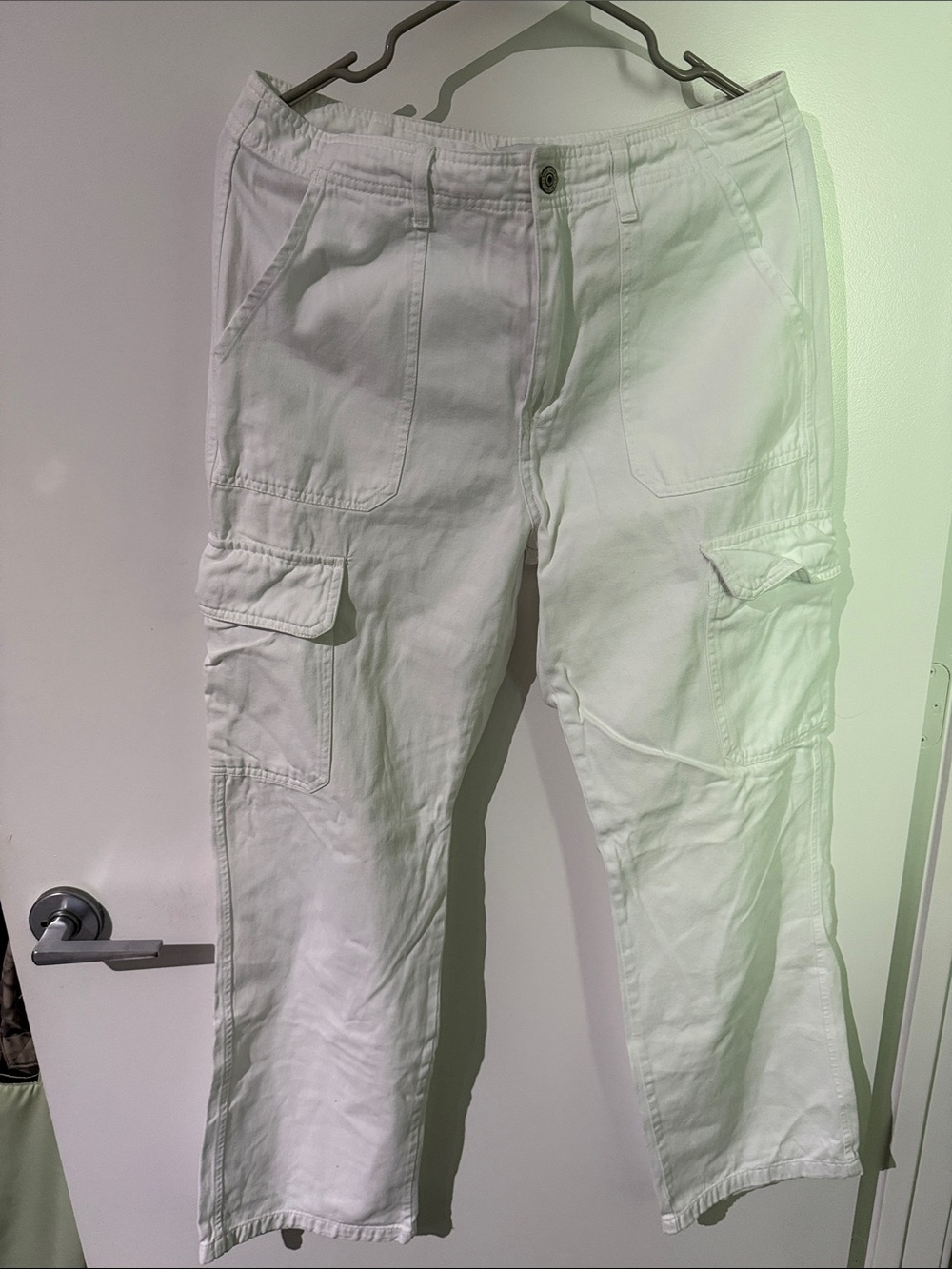 Zara Women's White Straight-Leg Cargo Jeans